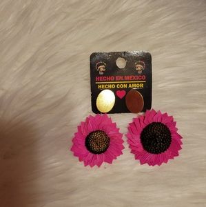 Arete artesanal girasol hoja de maíz